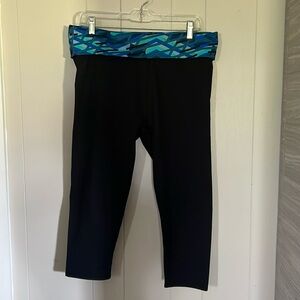 NWT Fabletics leggings, size XL, black with a multi colored band that folds over